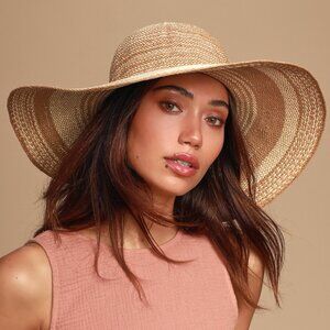 Lulus Banyan Beige And Ivory Floppy Straw Hat White